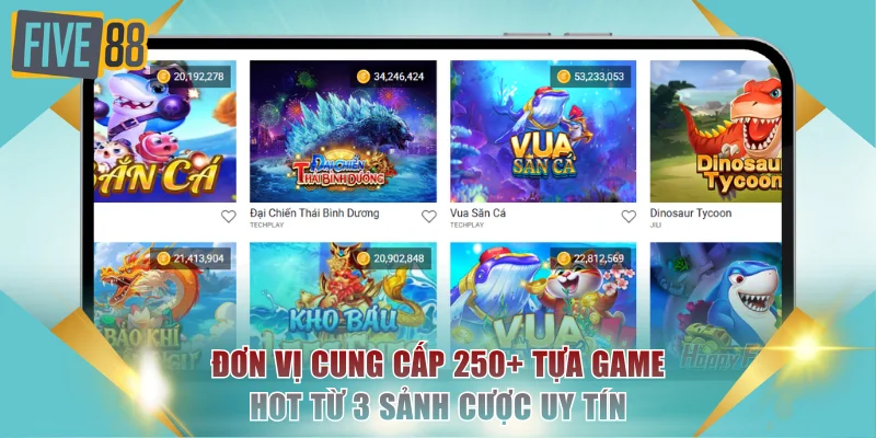 Đơn vị cung cấp 250+ tựa game hot từ 3 sảnh cược uy tín